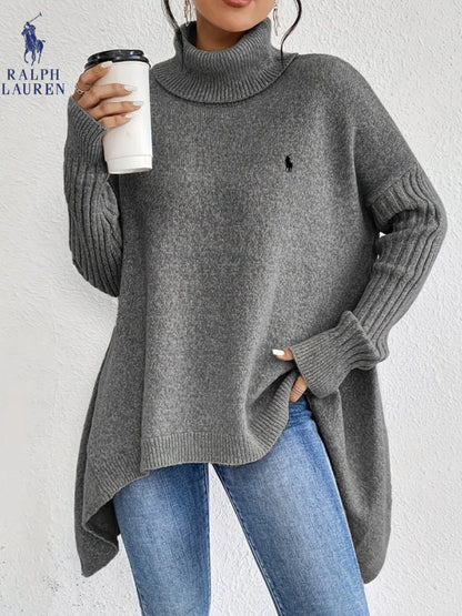 RL - Women's Elegant Oversized Turtleneck Knit Sweater