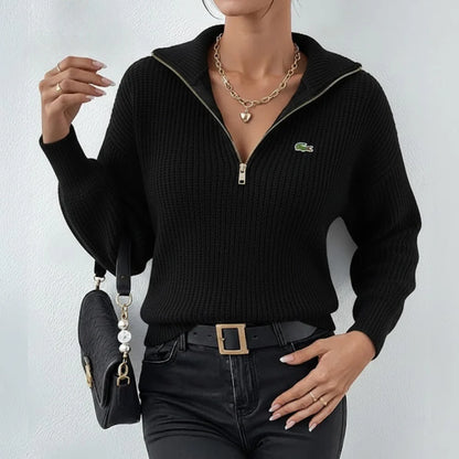 LCT - Women's Modern Zip-Neck Knit Top